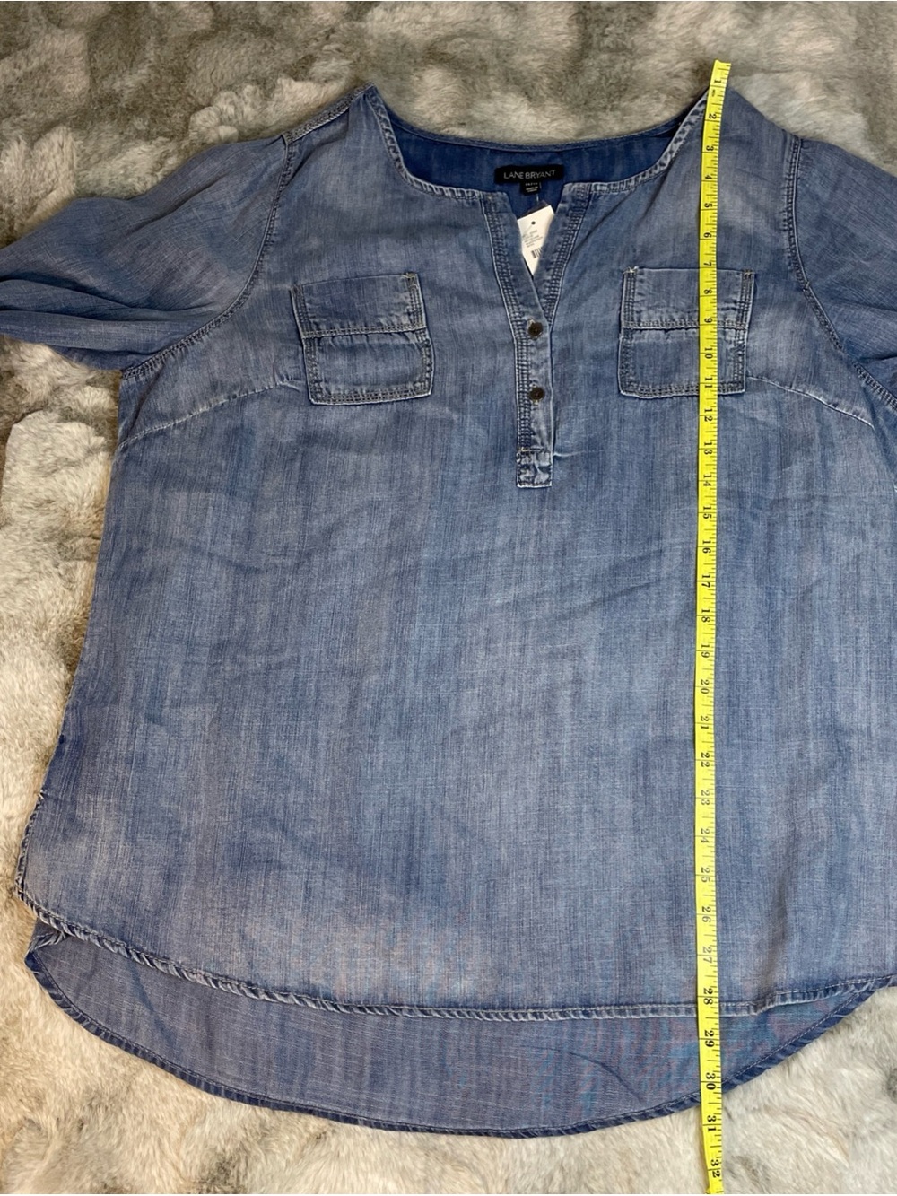 Lane Bryant Light Blue Denim Henley Blouse-0223 - Picture 4 of 7